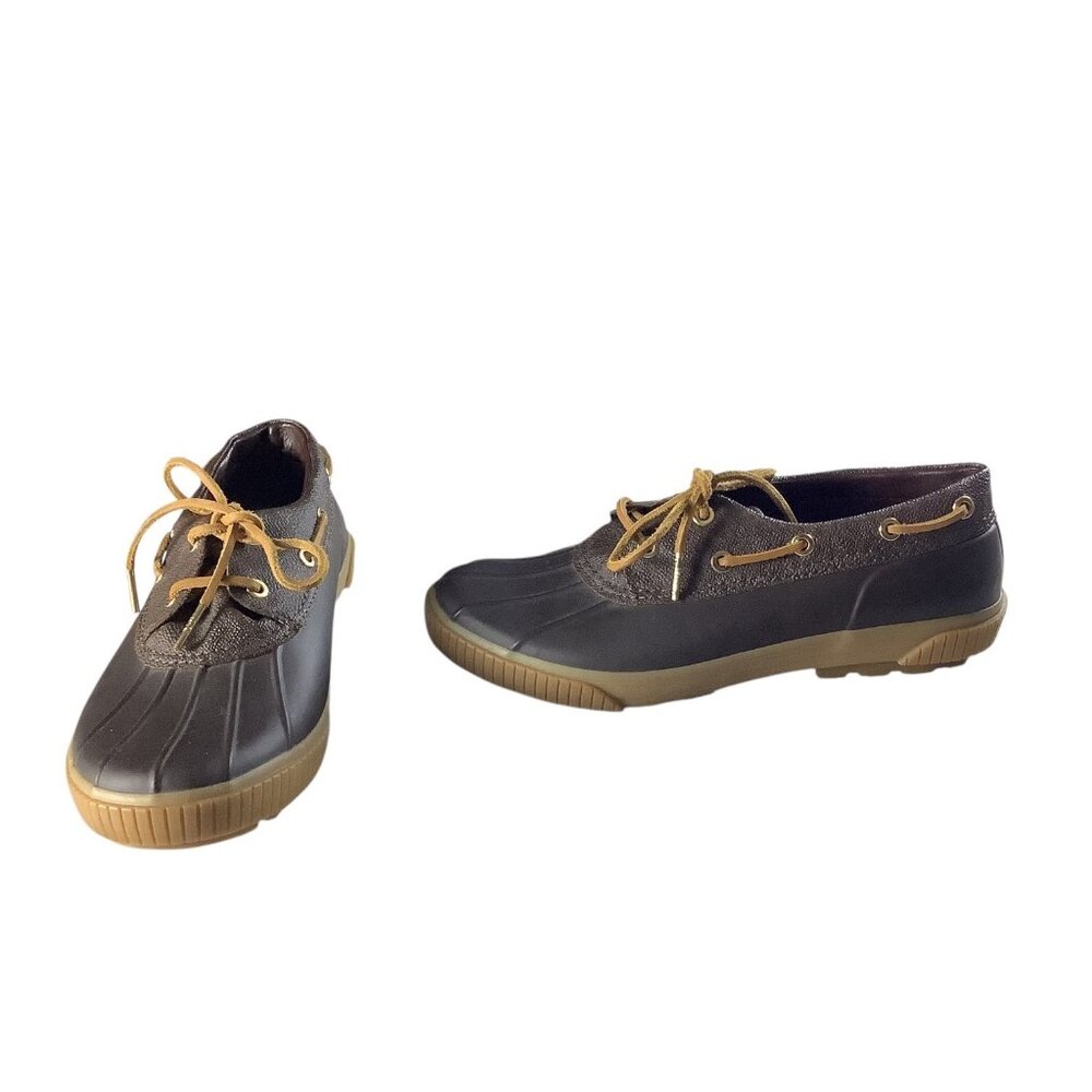 Michael Kors Womens Duck Shoes Brown Rubber Sole Lace Up Size 8 Sturdy‎ Outdoor